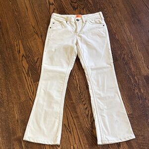 Twill Twenty Two off white brushed velvet topstitch boot jean style pants. Sz 30